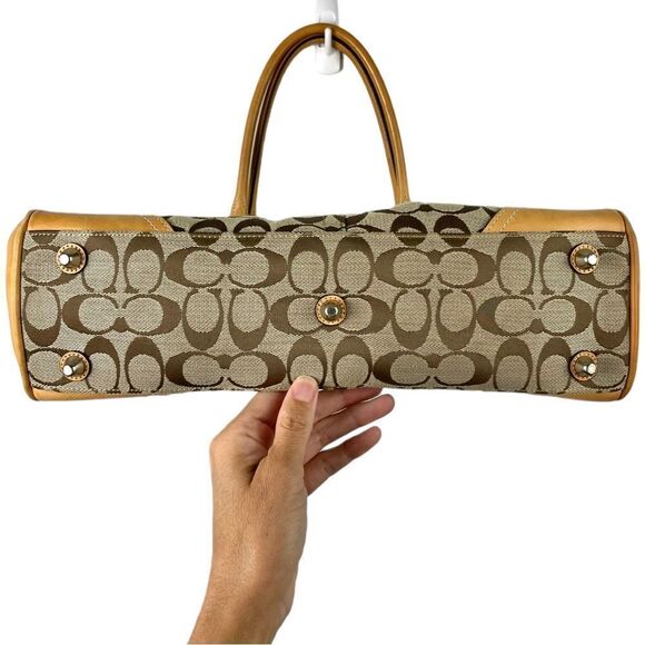 COACH Hampton Leather and Canvas Shoulder Bag F08K07 - Picture 8 of 15
